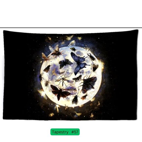 Tapestry Wall Art Gift boho bugs around the moon - Picture 1 of 1